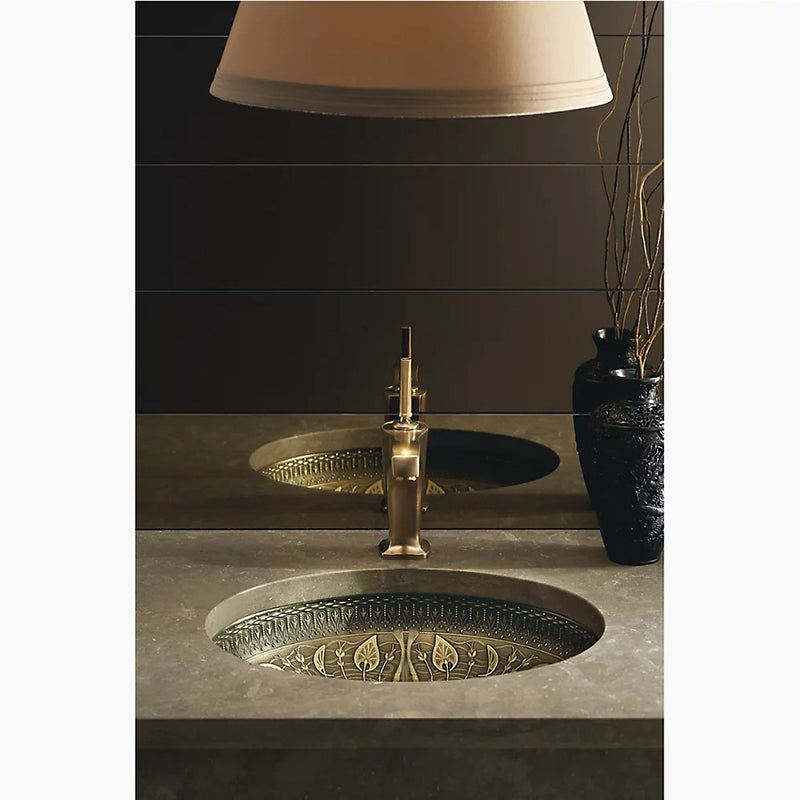 Lilies Lore 14.44' x 17.5' x 5.13' Cast Bronze Undermount Bathroom Sink in Medium Patina