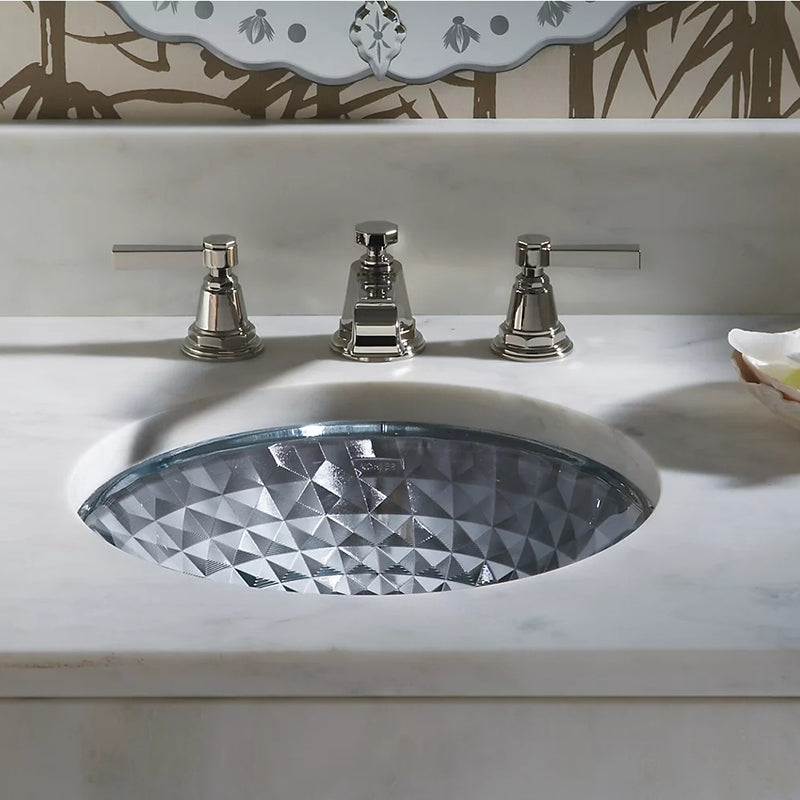Kallos 16' x 16' x 5.13' Glass Undermount Bathroom Sink in Ice