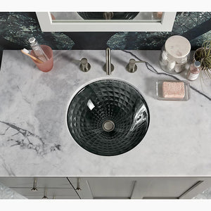 Kallos 16' x 16' x 5.13' Glass Undermount Bathroom Sink in Ice