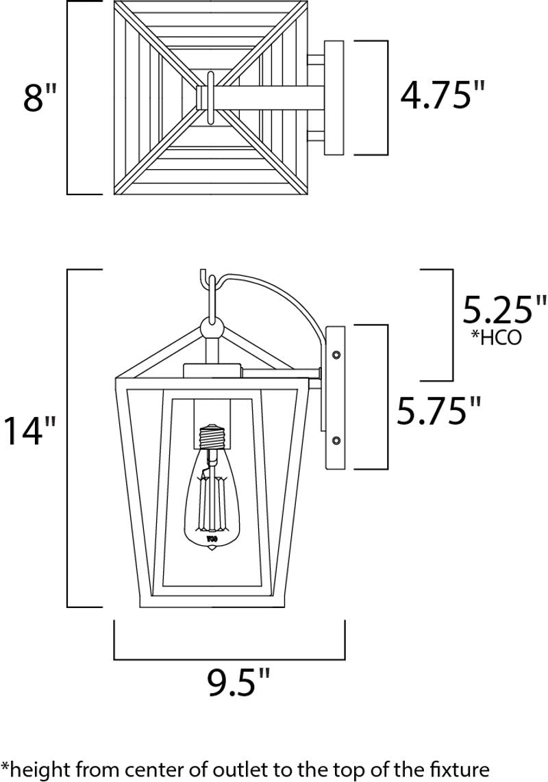 Artisan 8' Single Light Outdoor Wall Sconce in Black