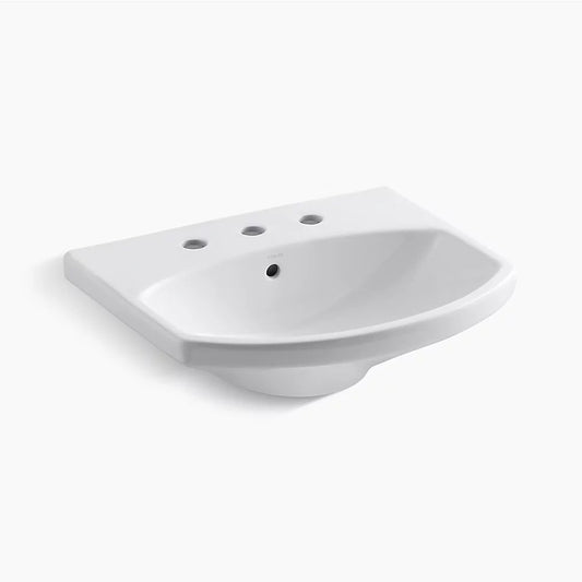 Cimarron 18.88" x 22.75" x 7.69" Vitreous China Pedestal Bathroom Sink in White - Widespread Faucet Holes