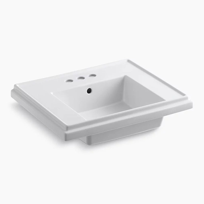 KOHLER Tresham 24 in. Fireclay Pedestal Sink Basin in Black Black with Overflow Drain