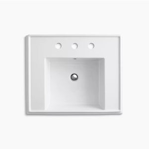 Tresham 19.5' x 24' x 34.63' Fireclay Pedestal Bathroom Sink in White