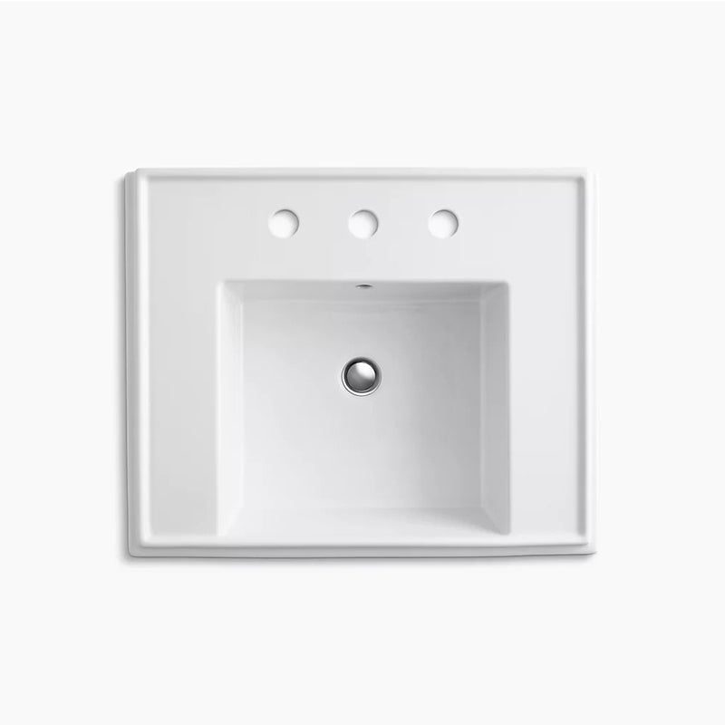 Tresham 19.5' x 24' x 34.63' Fireclay Pedestal Bathroom Sink in White