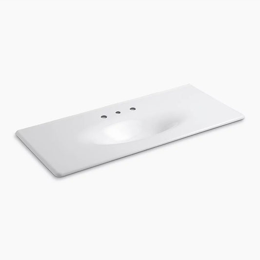 Iron Impressions 22.25" x 49.63" x 6.5" Enameled Cast Iron Vanity Top Bathroom Sink in White