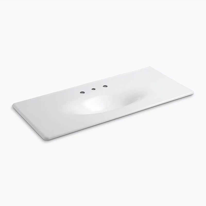 Iron Impressions 22.25' x 49.63' x 6.5' Enameled Cast Iron Vanity Top Bathroom Sink in White