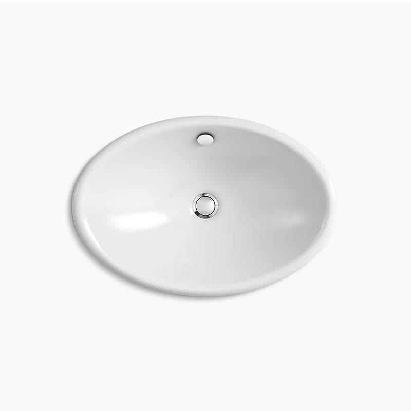 Iron Plains Oval Wading Pool 14.25' x 20.75' x 6.69' Enameled Cast Iron Vessel Bathroom Sink in White
