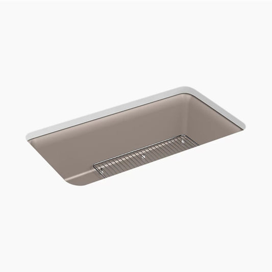 Cairn 18.31" x 33.5" x 10.13" Neoroc Single Basin Undermount Kitchen Sink in Matte Taupe