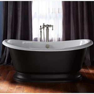 Artifacts 66.13' Enameled Cast Iron Freestanding Bathtub in White with Black Exterior