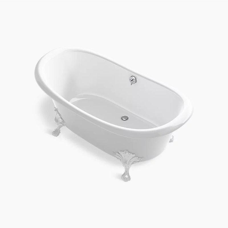 Artifacts 66.13' Enameled Cast Iron Freestanding Bathtub in White