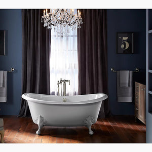 Artifacts 66.13' Enameled Cast Iron Freestanding Bathtub in White