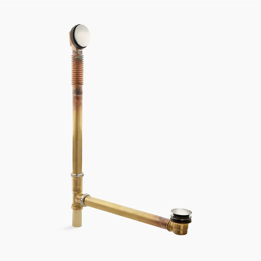 Clearflo Vibrant Brushed Nickel Toe Tap Bath Drain (18" x 3.25" x 27.38")