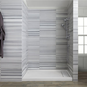 Bellwether 60' x 32' x 4' Enameled Cast Iron Right Drain Shower Base in White