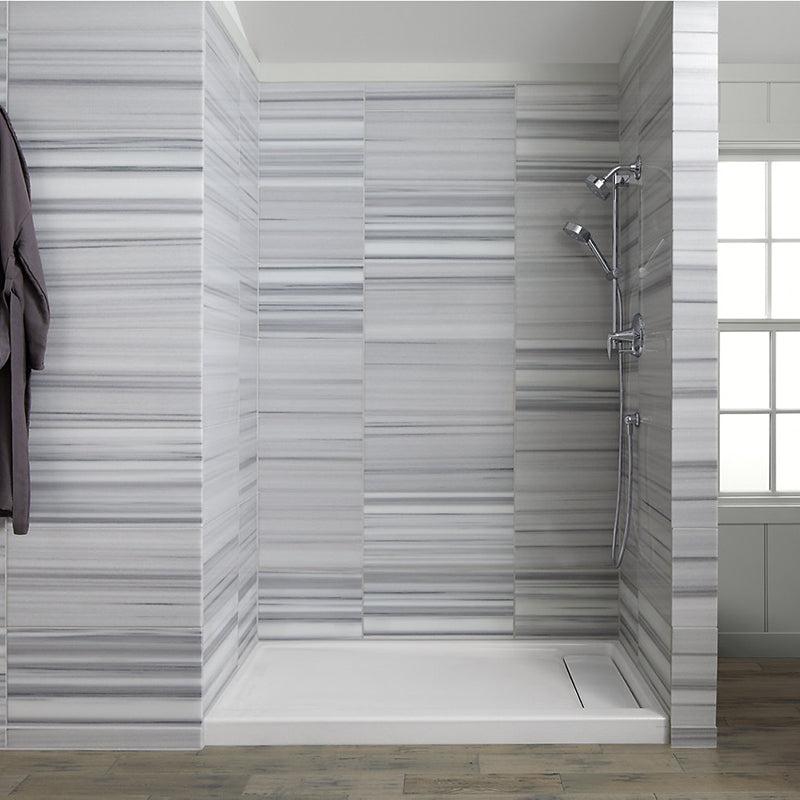 Bellwether 60' x 32' x 4' Enameled Cast Iron Right Drain Shower Base in White