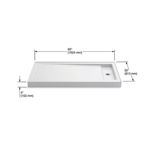 Bellwether 60' x 32' x 4' Enameled Cast Iron Right Drain Shower Base in White