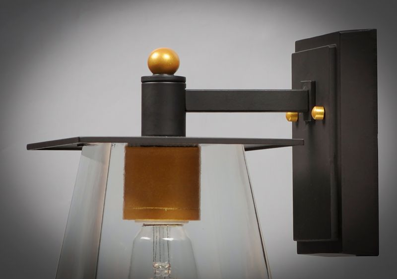 Chalet 8' Single Light Wall Sconce in Bronze and Gold