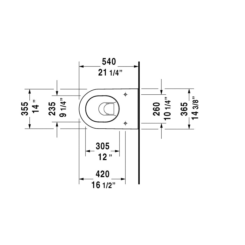 Darling New 21.25' Round 1.6 gpf & 0.8 gpf Dual-Flush Wall Mount Toilet in White