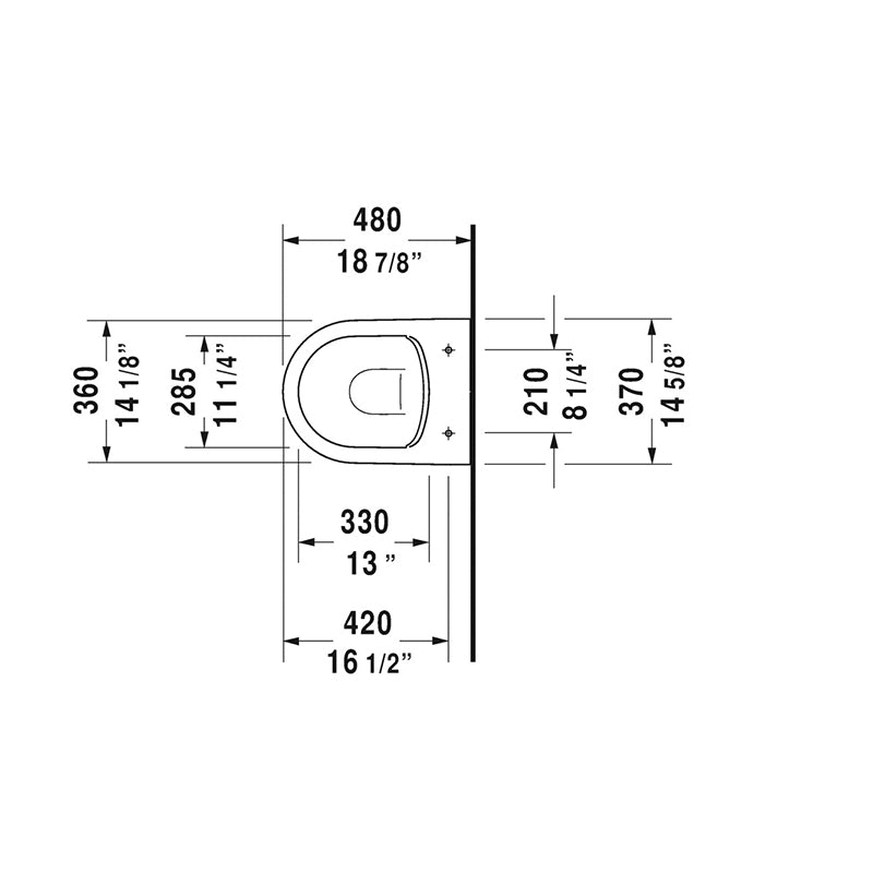 ME by Starck Rimless 1.6 gpf & 0.8 gpf Dual-Flush Wall Mount Toilet in White