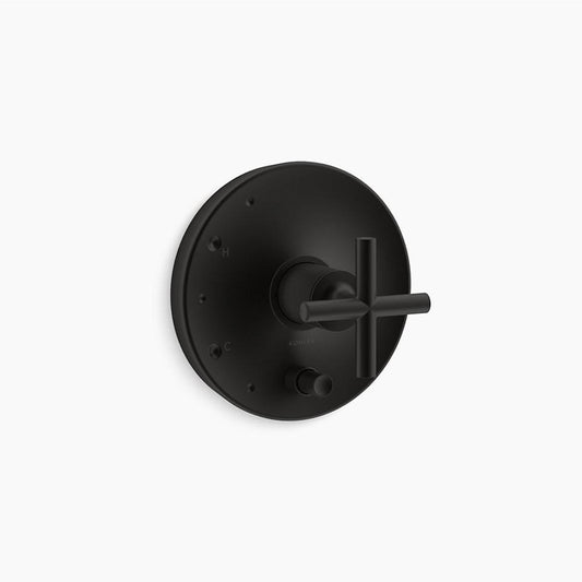 Purist Cross Handle Valve Trim in Matte Black