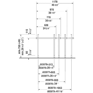 Duravit Happy D.2 17.38' x 24.75' x 29.5' Metal Console Legs in Chrome - 30781000