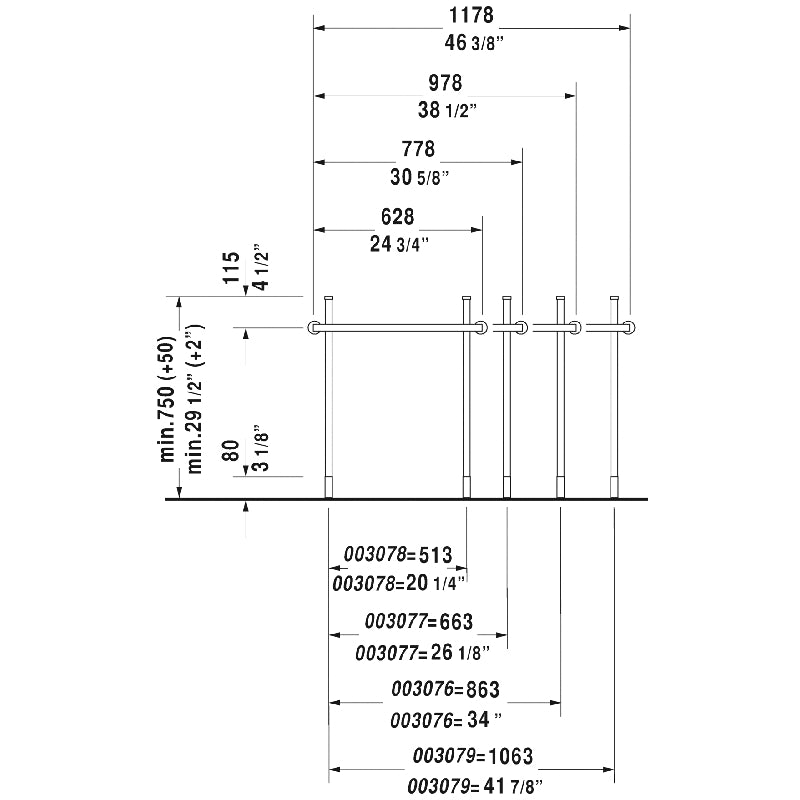 Duravit Happy D.2 17.38' x 24.75' x 29.5' Metal Console Legs in Chrome - 30781000