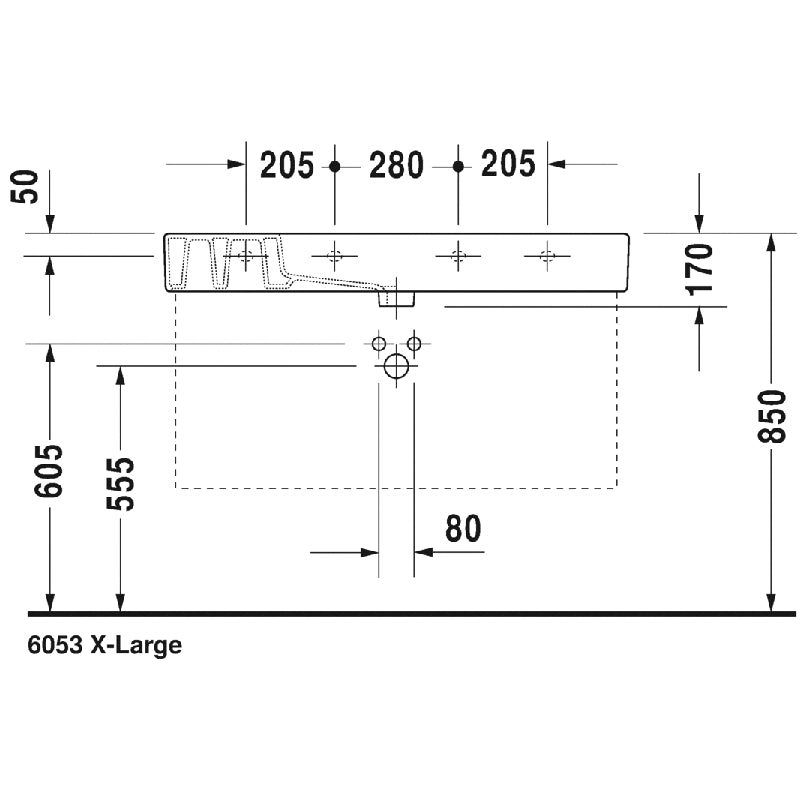 Duravit Vero 19.38' x 41.38' x 5.13' Ceramic Wall Mount Bathroom Sink in White - 3 Faucet Holes - 329100087