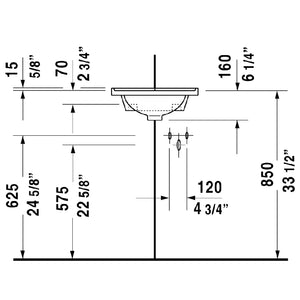 Duravit Starck 3 15' x 16.88' x 6.25' Ceramic Wall Mount Handrinse Bathroom Sink in White - 752440000