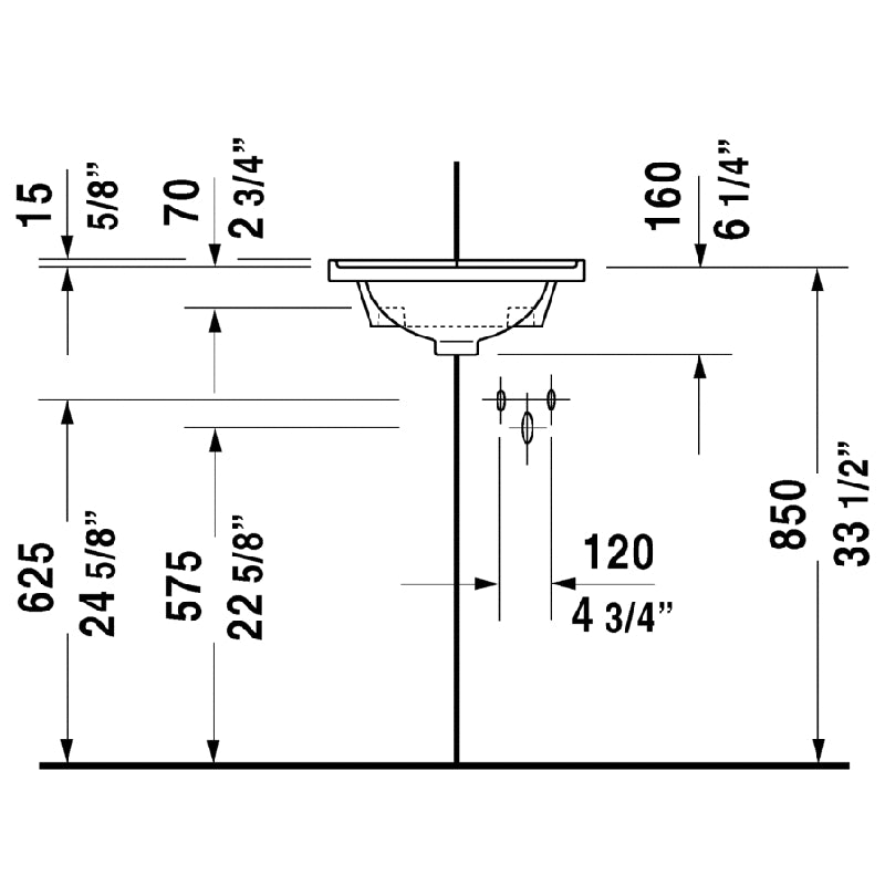 Duravit Starck 3 15' x 16.88' x 6.25' Ceramic Wall Mount Handrinse Bathroom Sink in White - 752440000