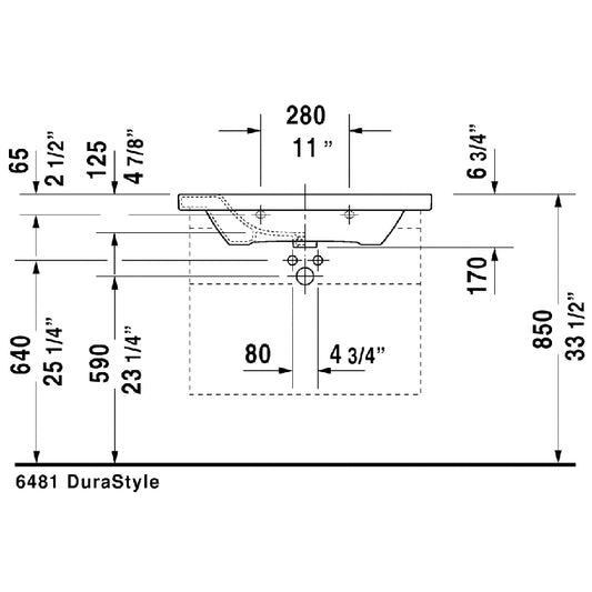 Duravit DuraStyle 18.88" x 31.5" x 6.75" Ceramic Wall Mount Bathroom Sink in White - 2320800000