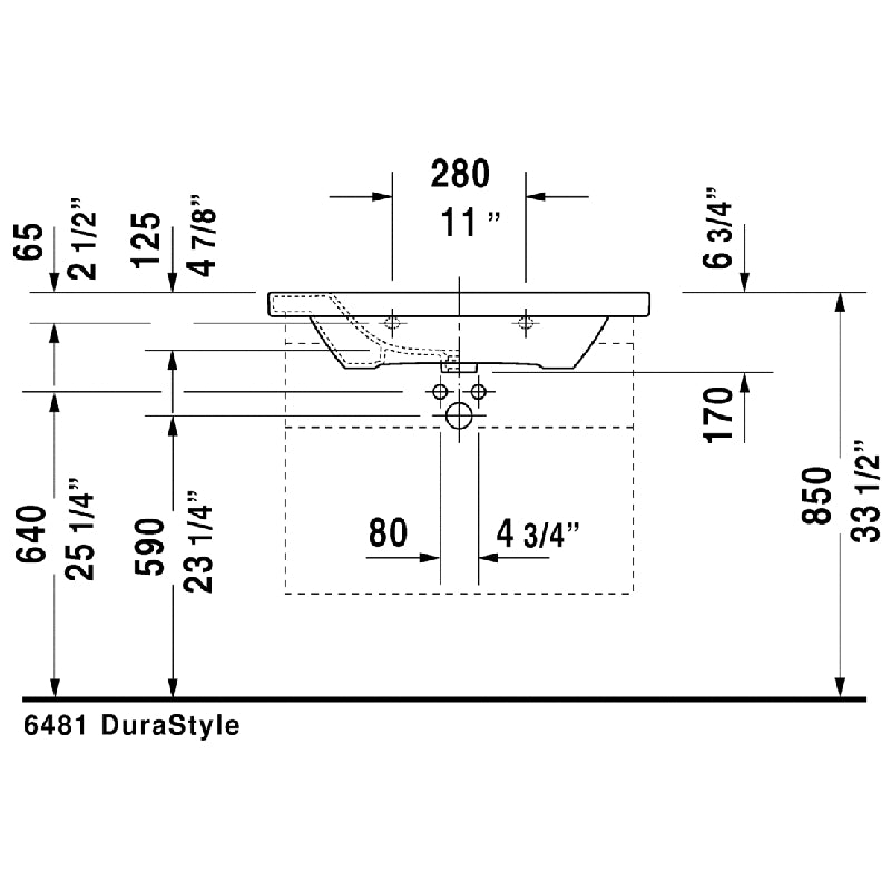 Duravit DuraStyle 18.88' x 31.5' x 6.75' Ceramic Wall Mount Bathroom Sink in White - 2320800000