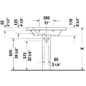Duravit DuraStyle 18.88' x 31.5' x 6.75' Ceramic Wall Mount Bathroom Sink in White - 2320800000