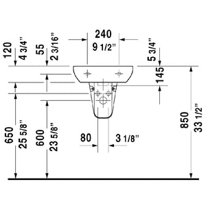 Duravit D-Code 13.38' x 17.75' x 5.75' Ceramic Wall Mount Handrinse Bathroom Sink in White - 7054500002