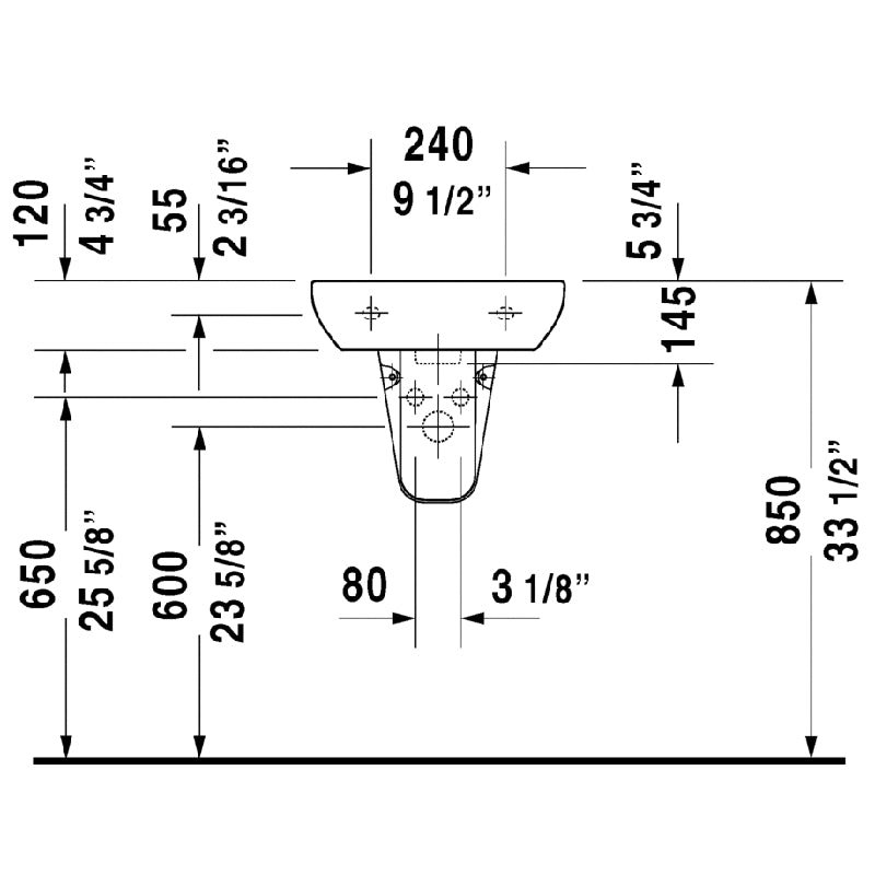 Duravit D-Code 13.38' x 17.75' x 5.75' Ceramic Wall Mount Handrinse Bathroom Sink in White - 7054500002