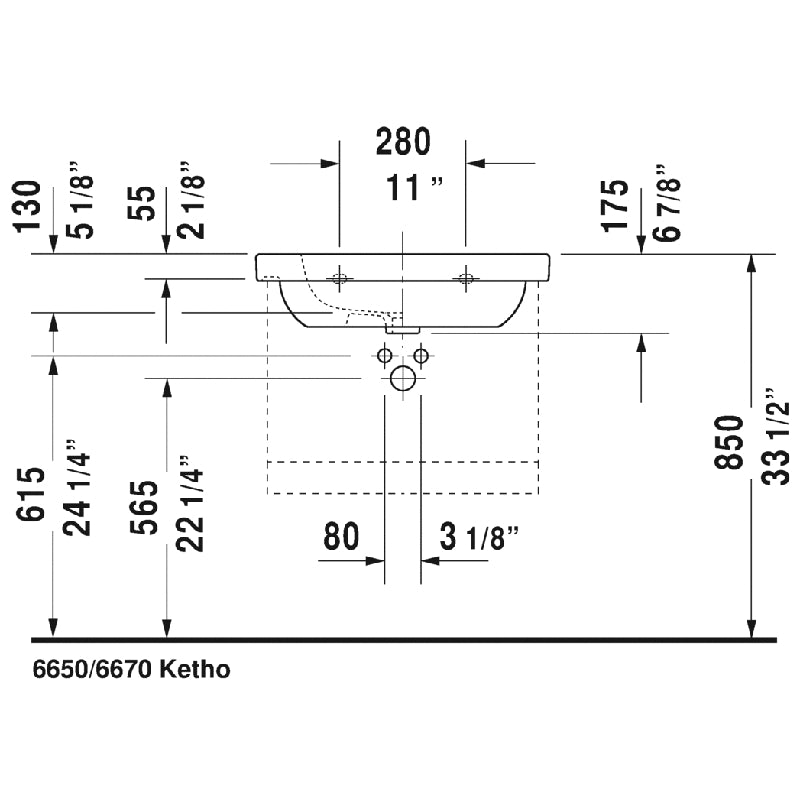 Duravit D-Code 19.13' x 25.63' x 6.88' Ceramic Wall Mount Bathroom Sink in White - 3 Faucet Holes - 3426500302
