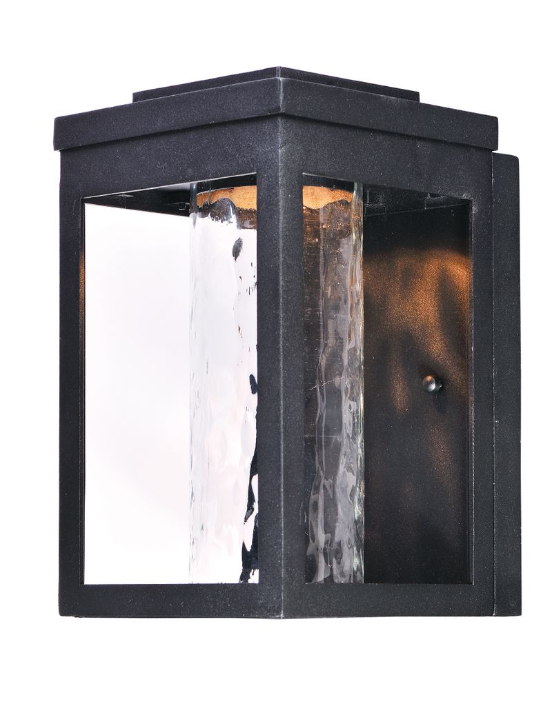 Salon 6' x 10' Single Light Outdoor Wall Sconce in Black with Water Glass Finish