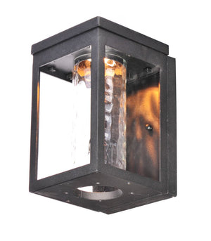 Salon 6' x 10' Single Light Outdoor Wall Sconce in Black with Water Glass Finish