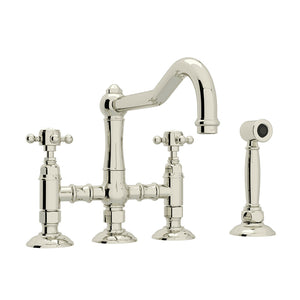Acqui Bridge Kitchen Faucet in Polished Nickel