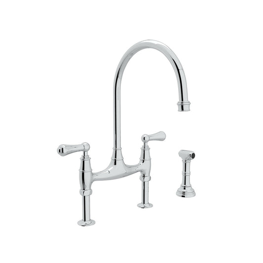 Georgian Era Bridge Kitchen Faucet in Polished Chrome