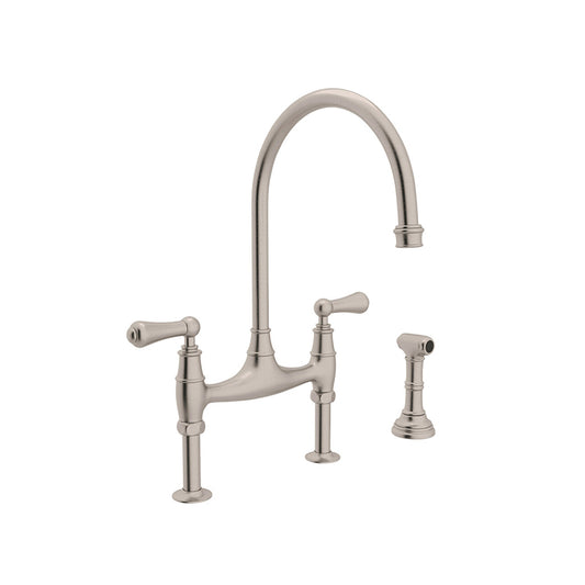 Georgian Era Bridge Kitchen Faucet in Satin Nickel