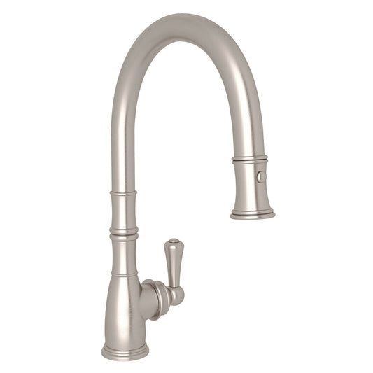 Georgian Era Pull-Down Kitchen Faucet in Satin Nickel