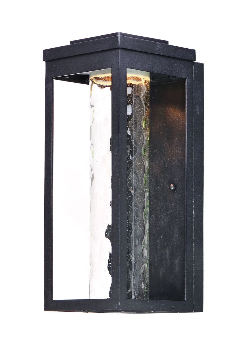 Salon 6' x 15' Single Light Outdoor Wall Sconce in Black with Water Glass Finish