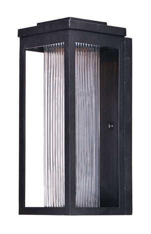 Salon 6' x 15' Single Light Outdoor Wall Sconce in Black with Clear Ribbed Glass Finish