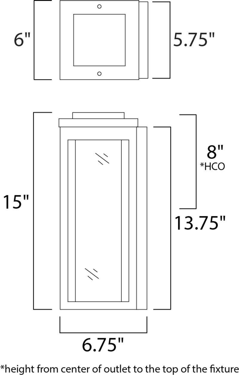 Salon 6' x 15' Single Light Outdoor Wall Sconce in Black