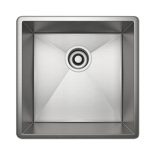 Forze 16.47" x 16.47" x 9.84" Single-Basin Undermount Kitchen Sink in Brushed Stainless Steel
