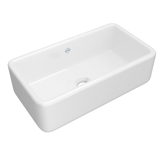 Lancaster 18" x 33" x 10" Fireclay Single-Basin Farmhouse Kitchen Sink in White