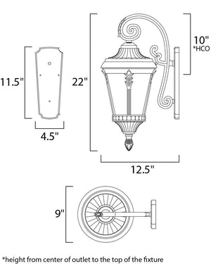 Sentry 9' Single Light Outdoor Wall Sconce in Black