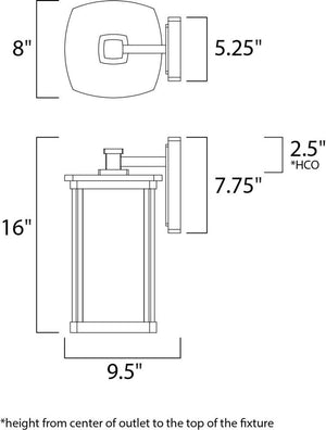 Terrace 8' Single Light Outdoor Wall Sconce in Bronze with Clear Glass Finish