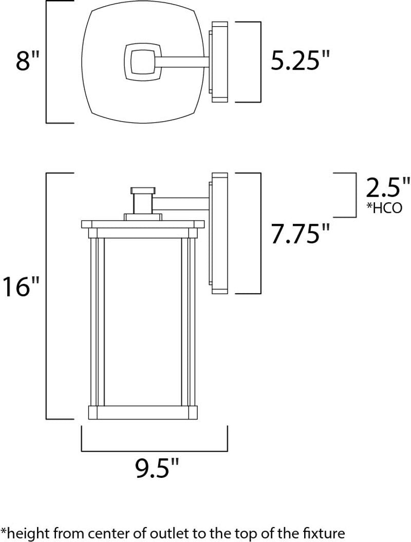 Terrace 8' Single Light Outdoor Wall Sconce in Bronze with Clear Glass Finish