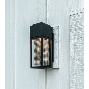 Townhouse 7' Single Light Outdoor Wall Sconce in Galaxy Black and Stainless Steel