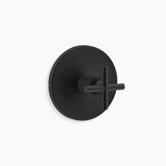 Purist Single Cross Handle Thermostatic Valve Trim in Matte Black